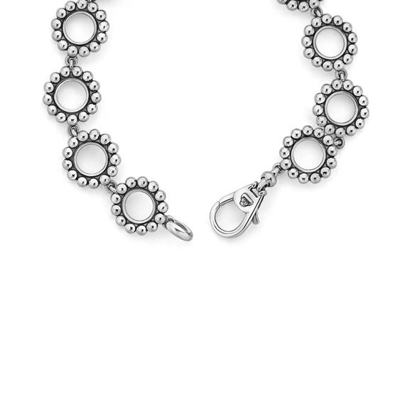 LAGOS Sterling Silver Maya Blue Ceramic Link Station Bracelet Size Medium M / 7 - Picture 3 of 3